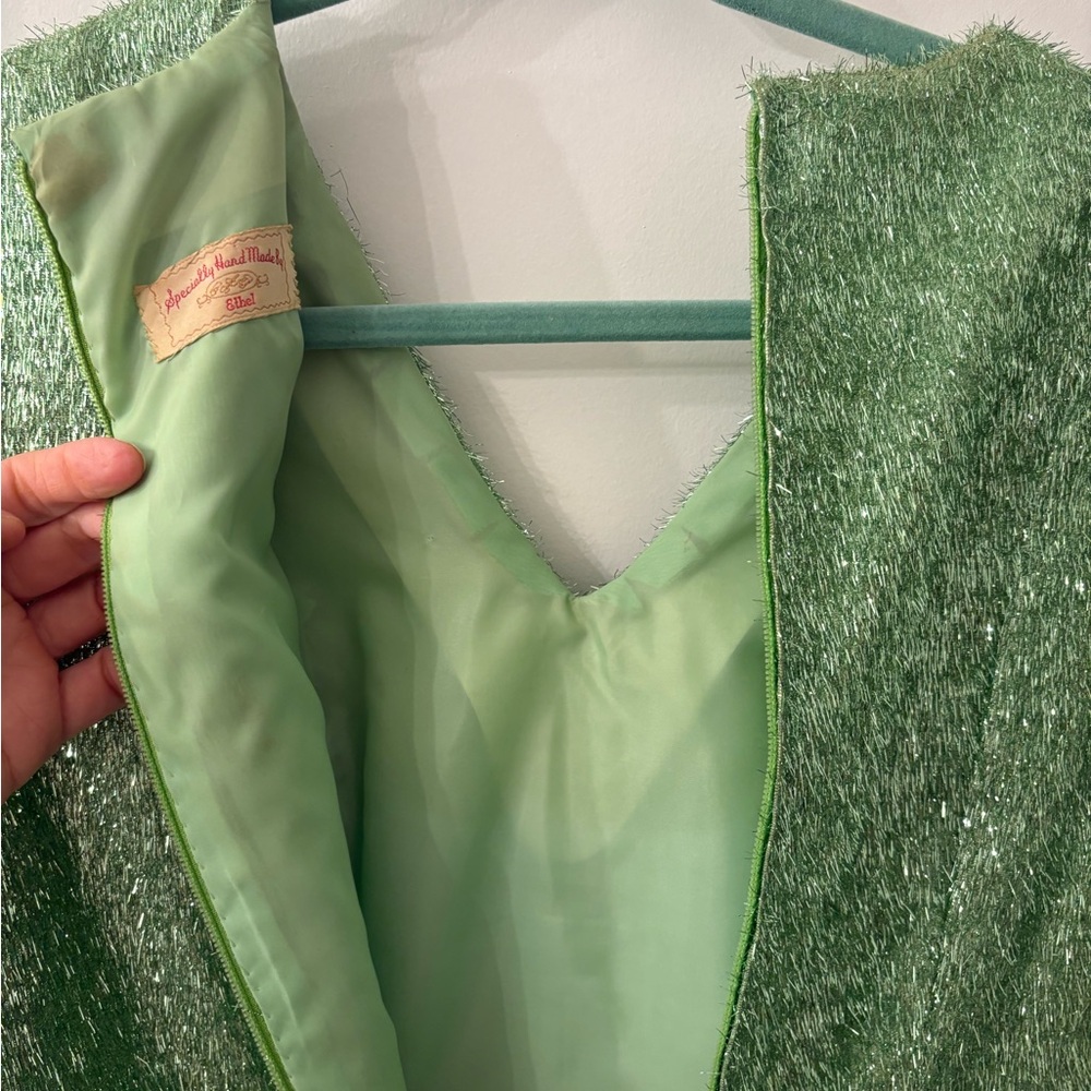 Vintage Green Tinsel Maxi Dress - Picture 7 of 7